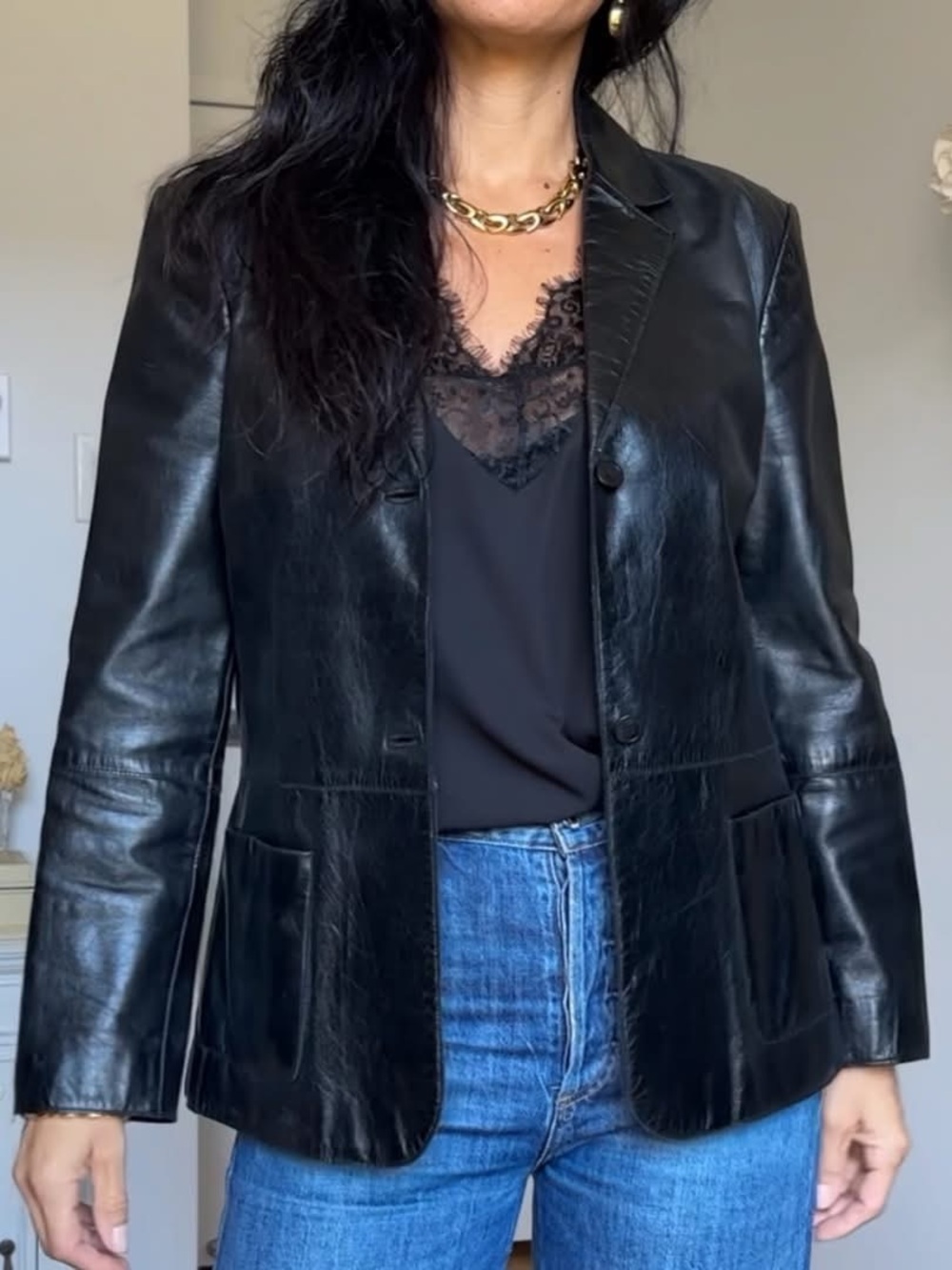 90s Kenneth Cole Classic Genuine Leather Blazer